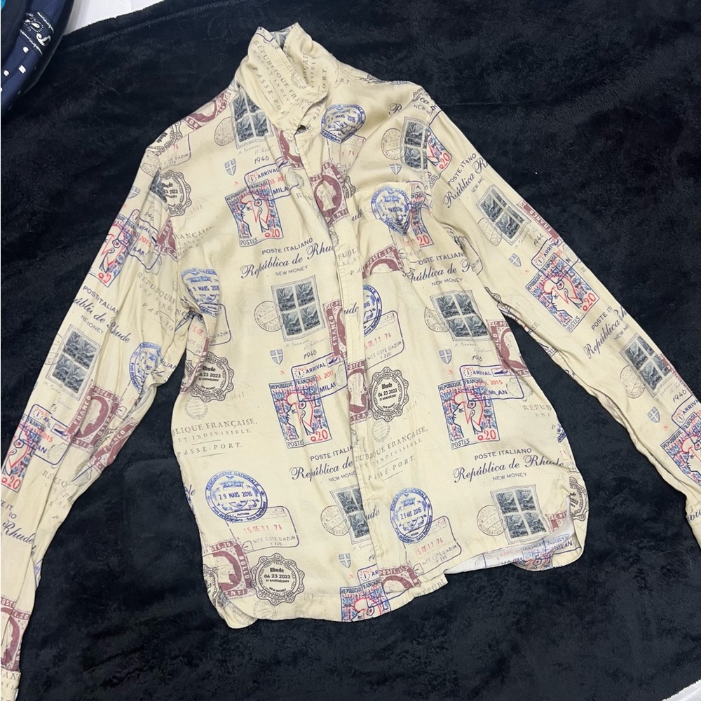 Rhude Passport Stamps Button Down Shirt
